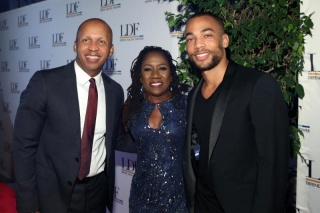Honoree Bryan Stevenson, NAACP LDF president Sherrilyn Ifill and actor Kendrick Sampson attend the 32nd National Equal Justice Awards Dinner on November 1, 2018 at the Ziegfeld Ballroom. [credit: Bennett Raglin/Getty Images]