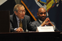 (Left) John Wang, Founder/President, Asian American Business Development Center, (R), Michael J. Garner, President,  One Hundred Black Men 