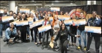 At the 2019 Black College Expo, Dr. Theresa Price, Founder and Kel Mitchell, Ambassador with happy scholarship winners.