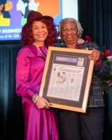 Ms. Barbara Pearson (right) accepting Trailblazing Women 2022 Award from Ms. Marie Gill,  on behalf of Ms. Bea L. Hines 