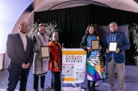 Pictured from left to right: Ravi Perry, Ph.D., Bahiyyah M. Muhammad, Ph.D., Julia Jordan-Zachery, Ph.D., Long Live Go Go representative, Joe Leonard, Jr., Ph.D.