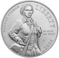 Front of $1 silver coin showing Harriet Tubman. U.S. MINT
