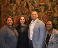 Pictured from left to right: CBCF Senior Vice President, Donna Fisher Lewis; Magdalen College President, Dinah Rose KC; CBCF Alumni Network Council President, Tony Bishop; Volunteer Maxine Albert