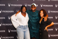 (Shown Left to Right) Shenequa Bucknor (Pronghorn Portfolio Manager), Jeff Osuji (Founder and CEO of Eventnoire), Taylor Reed (Program Operations Manager)